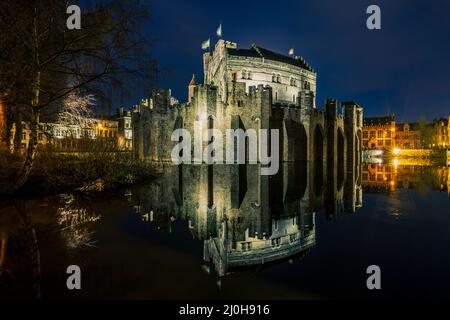 Blick auf Gravensteen Stockfoto