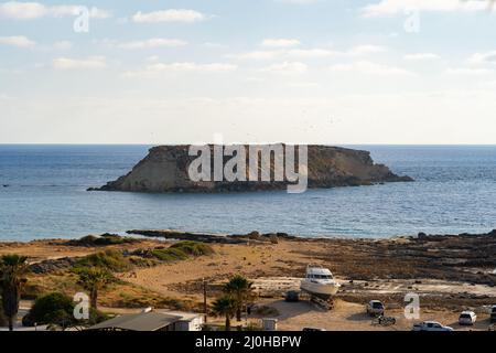 Yeronisos, Geronisos, kleine Insel an der Westküste Zyperns. Agios Georgios. Akamas. Unbewohnte Insel Yeron Stockfoto