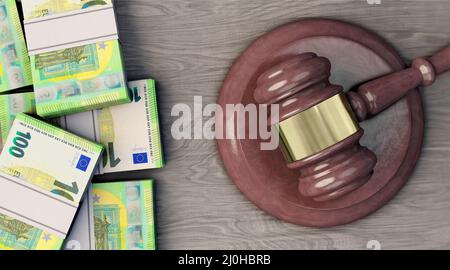Euro-Noten und Richtergavel Stockfoto