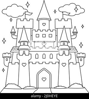 Castle Coloring Seite für Kinder Stock Vektor