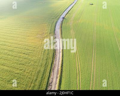 Luftaufnahme Farmfeld, Löwenhügel, Schlachtfeld, Napoleon, Waterloo, Belgien Stockfoto