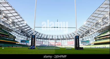 19.. März 2022 ; Aviva Stadium, Dublin, Irland; 6-Nations International Rugby, Irland gegen Schottland; Eine allgemeine Ansicht des Aviva-Stadions vor dem Start Stockfoto