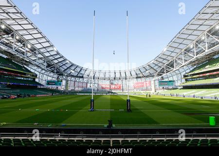 19.. März 2022 ; Aviva Stadium, Dublin, Irland; 6-Nations International Rugby, Irland gegen Schottland; Eine allgemeine Ansicht des Aviva-Stadions vor dem Start Stockfoto