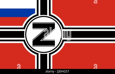Konzeptionelle Variation der Nazi-Flagge mit Z-Zeichen, die von russland im Krieg gegen die Ukraine verwendet wird Stock Vektor