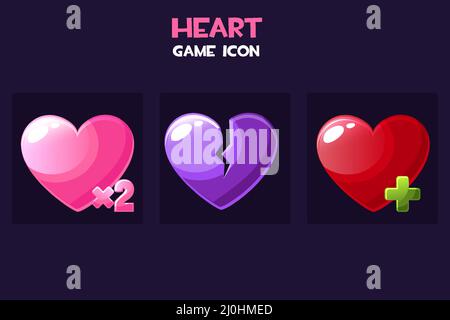 Concept Set Spiel Herzen Symbole für Design. Stock Vektor