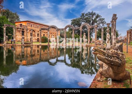 Hadrians Villa in Tivoli, Italien, am Canopus. Stockfoto