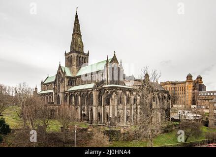 Glasgow Cathedral ein mittelalterliches gotisches Gebäude in Castle St Glasgow in der Nähe der Nekropolis und des Infirmary. Stockfoto