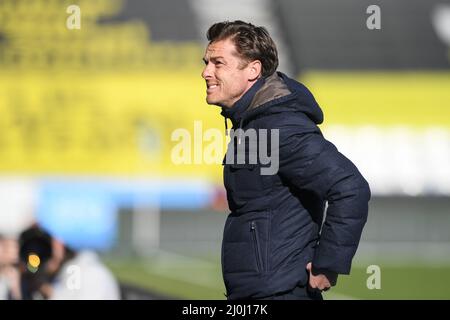 Huddersfield, Großbritannien. 19. März 2022. Scott Parker Manager von Bournemouth vor dem Spiel in Huddersfield, Vereinigtes Königreich am 3/19/2022. (Foto von Simon Whitehead/News Images/Sipa USA) Quelle: SIPA USA/Alamy Live News Stockfoto