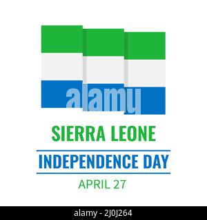 Typografie-Poster zum Unabhängigkeitstag von Sierra Leone. Nationalfeiertag am 27. April. Vektor-Vorlage für Banner, Grußkarte, Flyer, etc. Stock Vektor