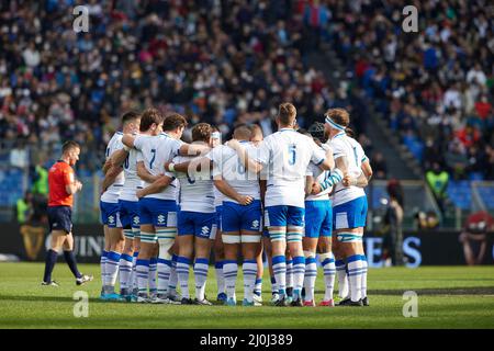 Rom, Italien. 12. März 2022. Italien-Team beim Guinness Six Nations-Spiel zwischen Italien und Schottland im Stadio Olimpico in Rom, Italien. Stockfoto