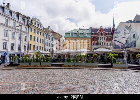 Blick auf das historische Stadtzentrum von Riga Stockfoto