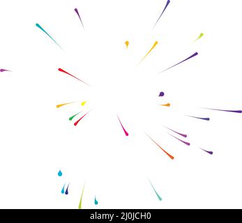 Strahlen Sie bunte Linien, Strahlen, Strahlen aus. Strahlende, radiale, mehrfarbige Sonne, Starburst mit zufallsartigen Linien - Stock-Vektor-Illustration, Clip-Art-Grafiken Stock Vektor