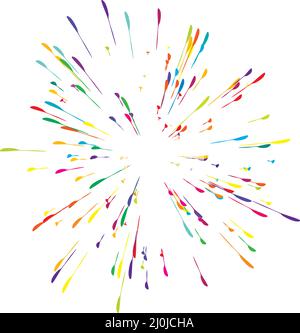 Strahlen Sie bunte Linien, Strahlen, Strahlen aus. Strahlende, radiale, mehrfarbige Sonne, Starburst mit zufallsartigen Linien - Stock-Vektor-Illustration, Clip-Art-Grafiken Stock Vektor