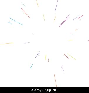Strahlen Sie bunte Linien, Strahlen, Strahlen aus. Strahlende, radiale, mehrfarbige Sonne, Starburst mit zufallsartigen Linien - Stock-Vektor-Illustration, Clip-Art-Grafiken Stock Vektor