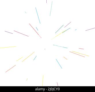 Strahlen Sie bunte Linien, Strahlen, Strahlen aus. Strahlende, radiale, mehrfarbige Sonne, Starburst mit zufallsartigen Linien - Stock-Vektor-Illustration, Clip-Art-Grafiken Stock Vektor