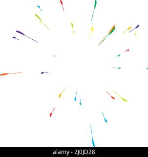 Strahlen Sie bunte Linien, Strahlen, Strahlen aus. Strahlende, radiale, mehrfarbige Sonne, Starburst mit zufallsartigen Linien - Stock-Vektor-Illustration, Clip-Art-Grafiken Stock Vektor