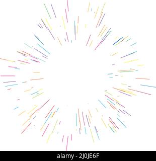Strahlen Sie bunte Linien, Strahlen, Strahlen aus. Strahlende, radiale, mehrfarbige Sonne, Starburst mit zufallsartigen Linien - Stock-Vektor-Illustration, Clip-Art-Grafiken Stock Vektor