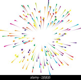 Strahlen Sie bunte Linien, Strahlen, Strahlen aus. Strahlende, radiale, mehrfarbige Sonne, Starburst mit zufallsartigen Linien - Stock-Vektor-Illustration, Clip-Art-Grafiken Stock Vektor