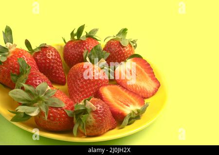 Frische Erdbeeren mit einem intensiven Duft des Bio-Gartens. Stockfoto