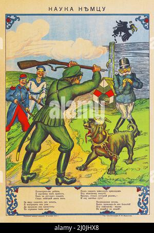 Datei: 26 Sammlung Eybl Russland. Anonym. Наука Немцу (dem Deutschen eine Lehre). Ohne Jahr (wahrscheinlich 1914). Russisches Poster. Unbekannter Interpret. Stockfoto