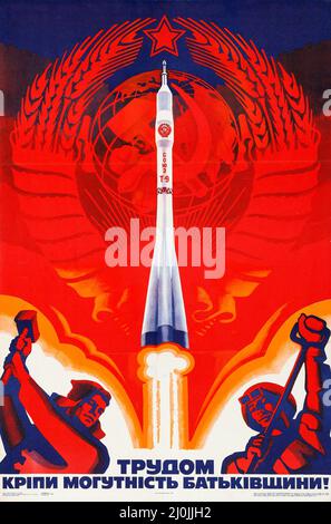 Russische Propaganda - russisches Vintage-Poster - „Sojus T-9“ Stockfoto