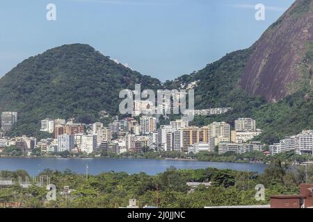 Rodrigo de Freitas Lagune in Rio de Janeiro, Brasilien. Stockfoto