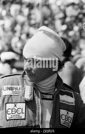 Niki Lauda, der einen Marlboro-McLaren fährt, gewinnt den Grand Prix von Großbritannien in Brands Hatch. Lauda, Weltmeister in den Jahren 1975 und 1977, konnte sich hinter Pironi und Watson auf den dritten Platz in der Fahrerwertung einarbeiten. Didier Pironi wurde Zweiter bei Brands und Patrick Tambay Dritter. Abgebildet, Niki Lauda. 18.. Juli 1982. Stockfoto