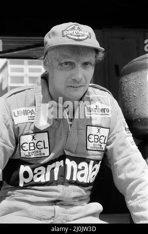 Niki Lauda im Bild bei Brands Hatch. Juli 1982. Stockfoto