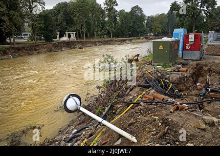 Hochwasserkatastrophe 2021, zerstörte Infrastruktur an der Ahr, Bad Neuenahr, Deutschland, Europa Stockfoto