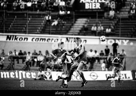 AZ Alkmaar gegen Ipswich Town in Aktion während des UEFA-Pokalfinales 2. im Olympiastadion in Amsterdam im Mai 1981. Endergebnis: AZ Alkmaar 4-2 Ipswich Town Ipswich Town mit UEFA Cup 5-4 in der Zusammenfassung. Stockfoto