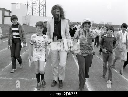 Billy Connolly, Charity Walk, Scotstoun, Glasgow, Schottland, 9.. Juni 1982. Stockfoto