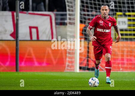 ANTWERPEN, BELGIEN - 19. MÄRZ: Radja Nainggolan vom Royal Antwerp FC während des Jupiler Pro League-Spiels zwischen dem Royal Antwerp FC und dem SV Zulte Waregem am 19. März 2022 im Bosuilstadion in Antwerpen, Belgien (Foto: Joris Verwijst/Orange Picches) Stockfoto