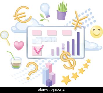 Vector 3D Finanzgeschäfte Symbole Stock Vektor