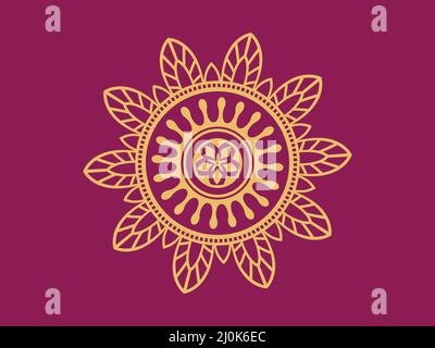 Luxus ornamental Mandala Hintergrund-Design.Runde Gradient Mandala isoliert Hintergrund. Vector Boho Mandala in luxuriösen goldenen und rosa Farben. Stock Vektor