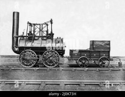 Ein Modell von George Stephensons Locomotion No. 1 am 7.. Juni 1981. Der Motor zog am 27. September 1825 den ersten Personenzug auf der Darlington and Stockton Railway an Stockfoto