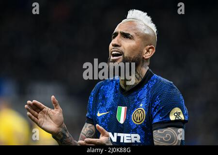 Mailand, Italien - 19. März 2022: Arturo Vidal vom FC Internazionale während des Fußballspiels der italienischen Serie A FC Internazionale gegen ACF Fiorentina im San Siro Stadium Stockfoto