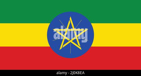 Äthiopien National Flag Vector Illustration als EPS. Die Flagge Äthiopiens (Amharisch: የኢትዮጵያ ሰንደቅ ዐላማ, romanisiert: Ye-Ītyōṗṗyā sändäq ʿälama) ist die Nation Stock Vektor