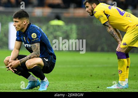 Mailand, Italien - 19. März 2022: Joaquin Correa vom FC Internazionale während des Fußballspiels FC Internazionale gegen ACF Fiorentina in der italienischen Serie A im San Siro Stadium Stockfoto