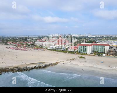 Luftaufnahme des Hotels Del Coronado, San Diego, Kalifornien, USA Stockfoto