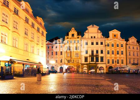 Altstadtplatz in Prag, Blick bei Nacht Stockfoto