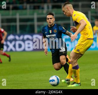 FC Inter und AC Fiorentina, 29. März 2022, San Siro Stadium, Mailand. Italien Stockfoto