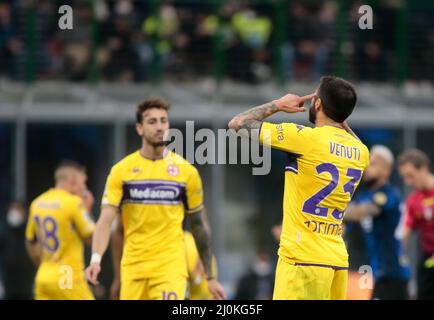 FC Inter und AC Fiorentina, 29. März 2022, San Siro Stadium, Mailand. Italien Stockfoto