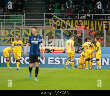 FC Inter und AC Fiorentina, 29. März 2022, San Siro Stadium, Mailand. Italien Stockfoto