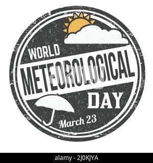 Welt meteorologischen Tag Grunge Gummistempel auf weißem Hintergrund, Vektor-Illustration Stock Vektor