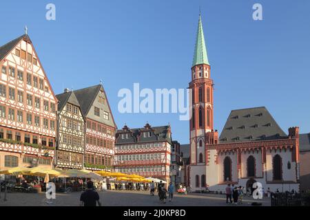 Alte Nikolaikirche in Römerberg, Frankfurt, Hessen, Deutschland Stockfoto