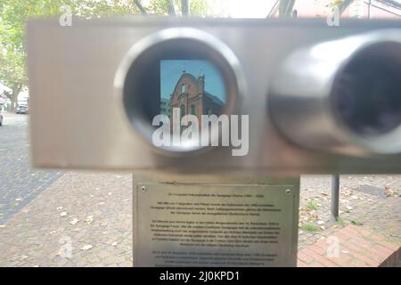 Optische Simulation der ehemaligen jüdischen Synagoge, Frankfurt, Höchst, Hessen, Deutschland Stockfoto