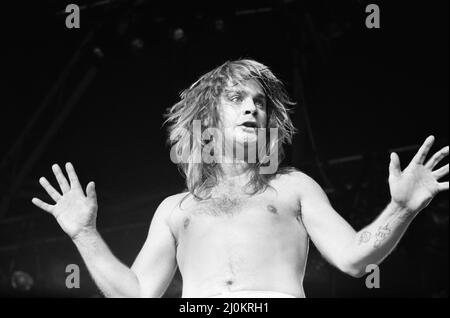 Ozzy Osbourne, ehemaliger Sänger von Black Sabbath, im Konzert abgebildet.3.. August 1981. Stockfoto