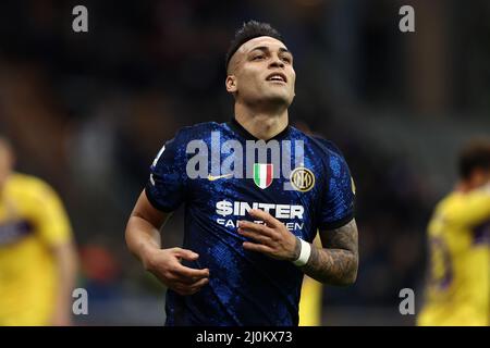 San Siro Stadium, Mailand, Italien, 19. März 2022, Lautaro Martinez (FC Internazionale) reagiert während Inter - FC Internazionale gegen ACF Fiorentina - ita Stockfoto