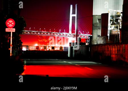 Yokohama Bay Bridge of Night View (Tsurumi-ku, Yokohama City) Stockfoto