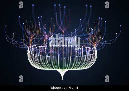 3D Rendering Big Data Visualisierung digitale Daten-Threads Plot-Netzwerk Stockfoto